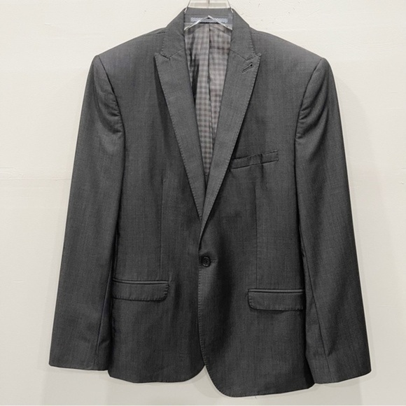 Ben Sherman Camden Tailored Skinny Fit Grey Wool Blazer Jacket Suiting 40R - Picture 1 of 8
